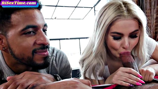 Naughty slut pounded in bisex threesome