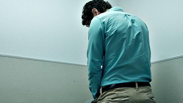 Office colleagues in bareback threesome action with DILF