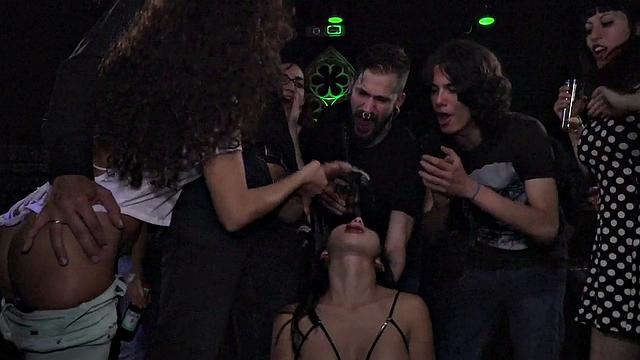 Slutty Latina fucked n facialized in front audience