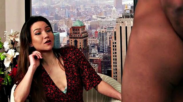 Voyeur Asian in lingerie and high heels teases BBC dude