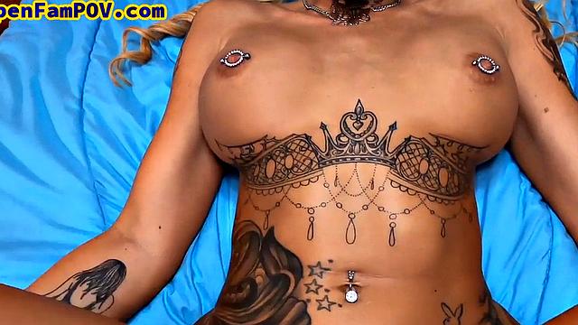 Tattooed and pierced POV stepdaughter nailed by stepdad