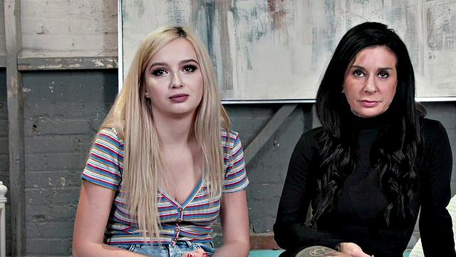 Naughty blonde MILF dominates teen after casting with strap-on and vibrator