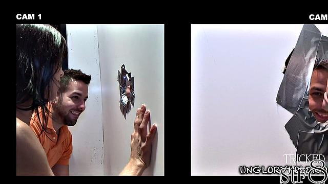Real guy gets blowjob in gloryhole