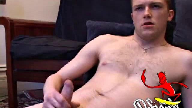 Axel takes his time stroking his stiff dick as he watches a porn video. He works his hand back and forth, teasing the length of his shaft.