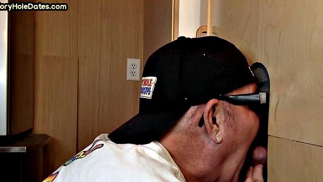 Cum-loving gloryhole DILF sucks BFs dick till mouth jizz