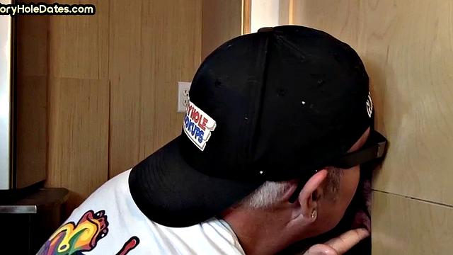 Cum-loving gloryhole DILF sucks BFs dick till mouth jizz