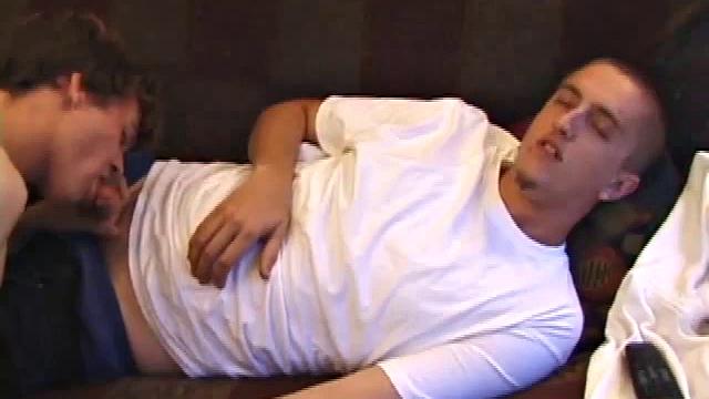 While watching a porn video, Matthew Matters works up a boner and Rod Filler goes down on the monster. In return, Matthew swallows Rod's dick and a face fucking oral exchange follows.