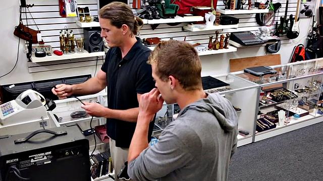 Straight customer fucked in threesome in tight anal