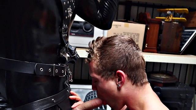 Straight customer fucked in threesome in tight anal