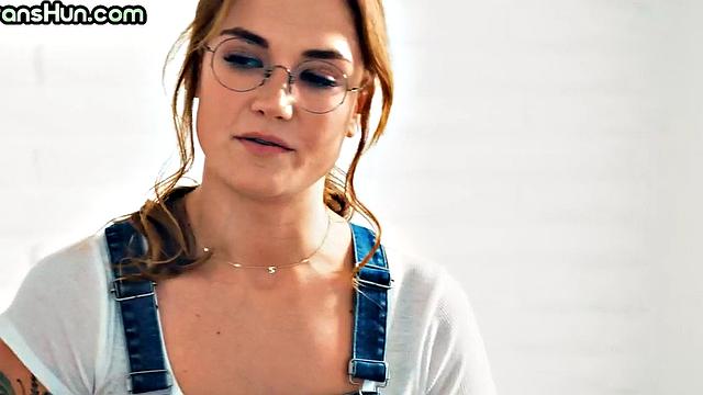 TS tattooed babe licks hairy GF during facesitting