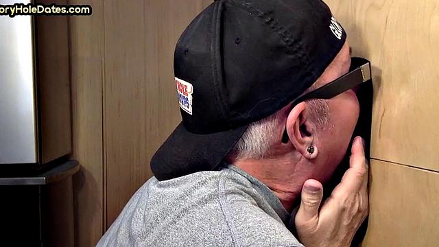 Gloryhole DILF deepthroats with his greedy dirty mouth