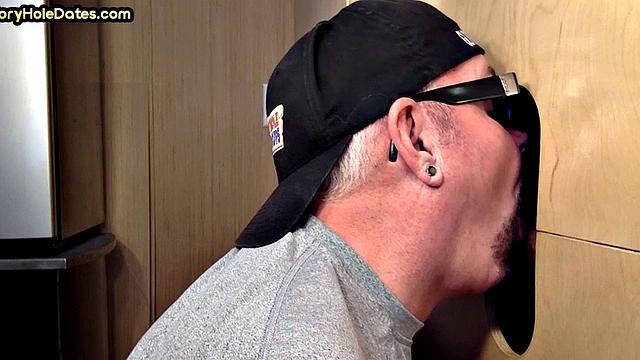 Gloryhole DILF deepthroats with his greedy dirty mouth