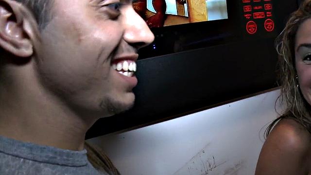 Fooled gloryhole cum on gay lips after blowjob