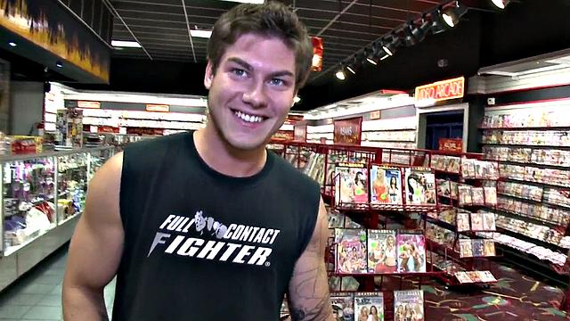 Fooled gloryhole cum on gay lips after blowjob