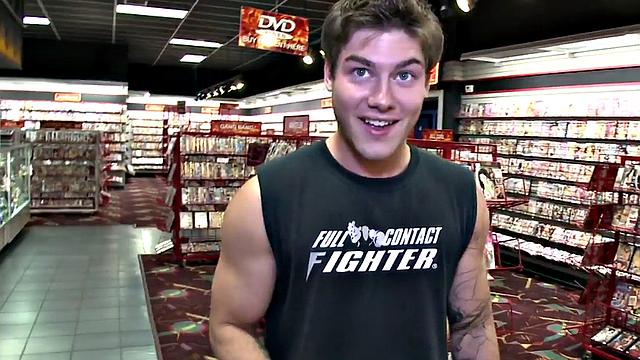 Fooled gloryhole cum on gay lips after blowjob