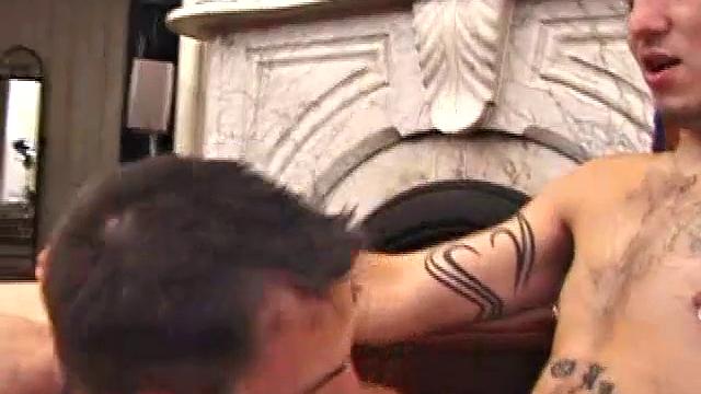 Rock Lee and Kent Stryker are quick to start beating off, and Rock seems eager to suck Kent's cock. After they've taken a moment to strip naked, Rock goes right back to work. Before long, Kent drops to his knees and returns the favor.