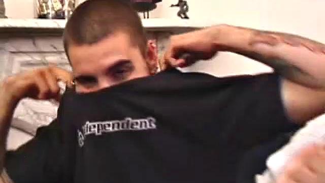 Rock Lee and Kent Stryker are quick to start beating off, and Rock seems eager to suck Kent's cock. After they've taken a moment to strip naked, Rock goes right back to work. Before long, Kent drops to his knees and returns the favor.