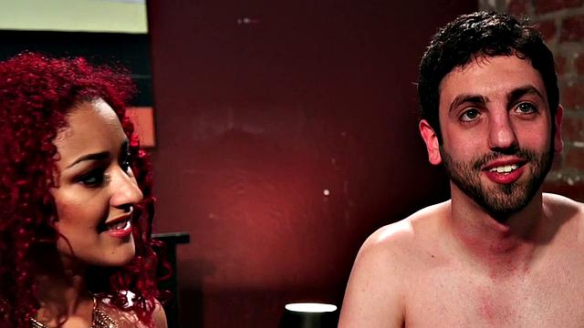 Black redhead cuckolding pathetic boyfriend then spits cum