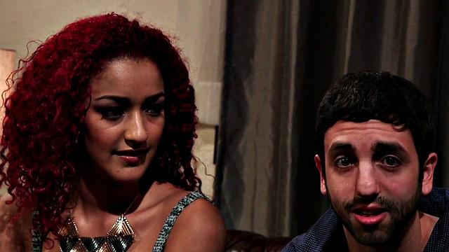 Black redhead cuckolding pathetic boyfriend then spits cum