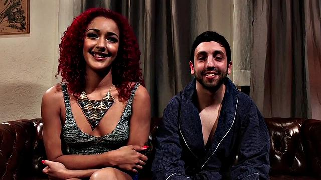 Black redhead cuckolding pathetic boyfriend then spits cum