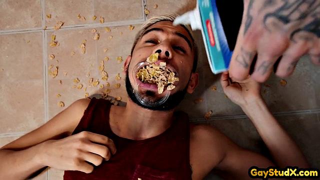 Mouthgagged bottom handles alt cock 