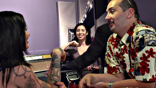 Watch these tattooed sluts go wild in reverse cowgirl fucking with their tongues and deepthroats