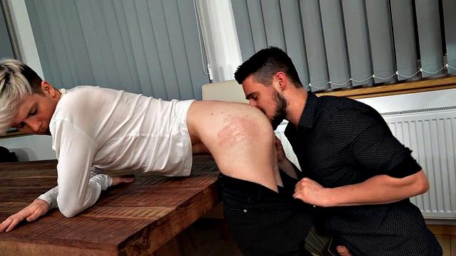 Gay stud fucks bottom in asshole in doggystyle