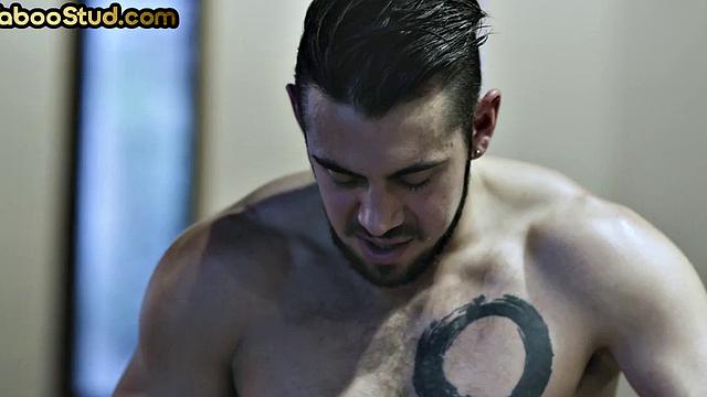 Lost straight guy sits on host's cock