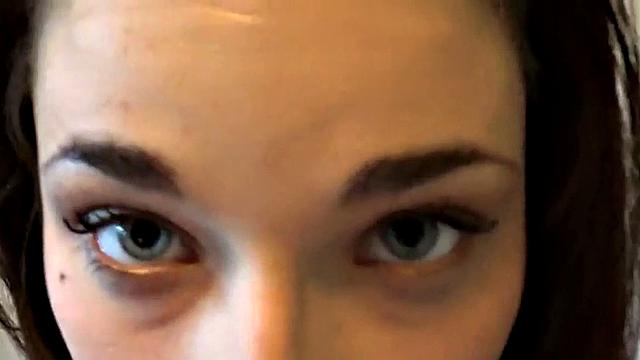 Slutty brunette teen sucks cock