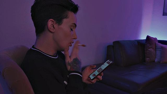 Lesbian 21yo pussylicked by busty inked GF with bigass