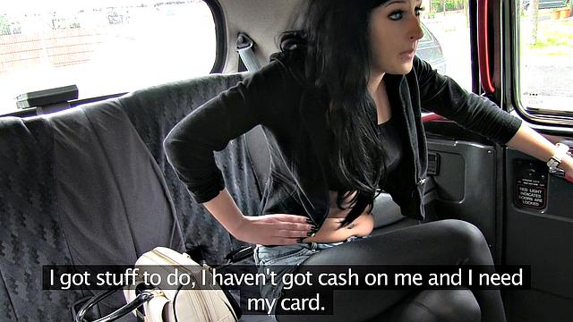 No Cash This Pretty Babe Swallows Cabbie's Cock in Reverse Doggy Style Taxi