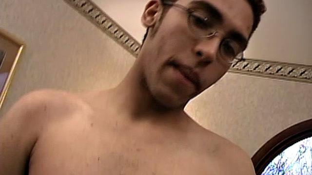 This skinny 19 year old nerd boy with a nasty mouth strips down and hops on the bed for a solo jack off. Zander Lee fingers himself, while stroking his cock, and after a nice long show he finally pumps out a load onto his tummy.