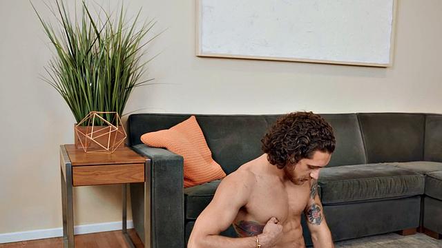 Amateur eager jock with tattoos jerks cock on casting