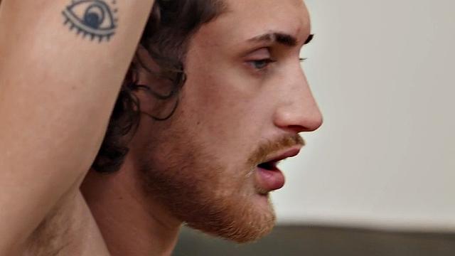 Amateur eager jock with tattoos jerks cock on casting