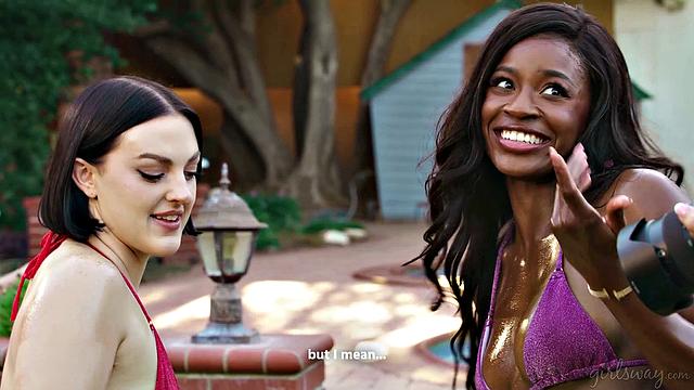 GIRLSWAY - Naughty Natalie Brooks Oils Up Nicole Kitt & Lucy Lotus For Hot Bikini Photoshoot