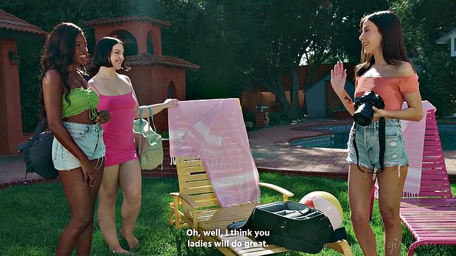 GIRLSWAY - Naughty Natalie Brooks Oils Up Nicole Kitt & Lucy Lotus For Hot Bikini Photoshoot