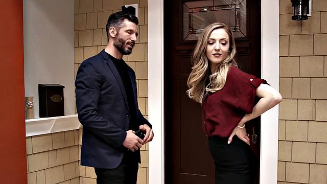 Pussylicked hairy perky titted MILF enjoys sex on couch