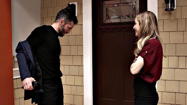 Pussylicked hairy perky titted MILF enjoys sex on couch