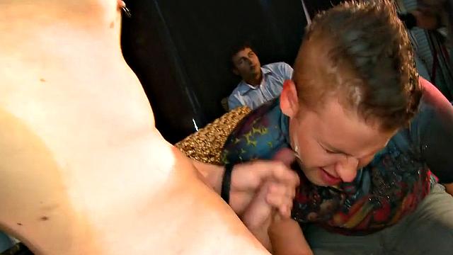 Real male stripper sucked by strangers at party