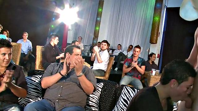 Real male stripper sucked by strangers at party