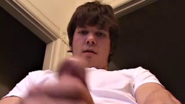 Matthew Matters wants a handjob, so he unzips his jeans and out pops that monster dick. He strokes himself before asking for help and pumps out a messy cum load onto his tummy, then licks it up.