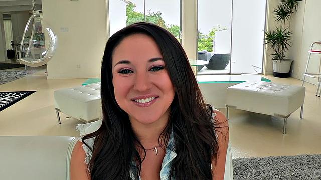 Brunette living room babe enjoys getting her pussy licked and fingered in doggystyle