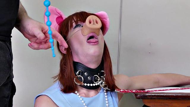 Degraded BDSM slave eats her doms ass