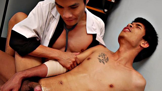 Real Asian twink barebacked by doctor in infirmary