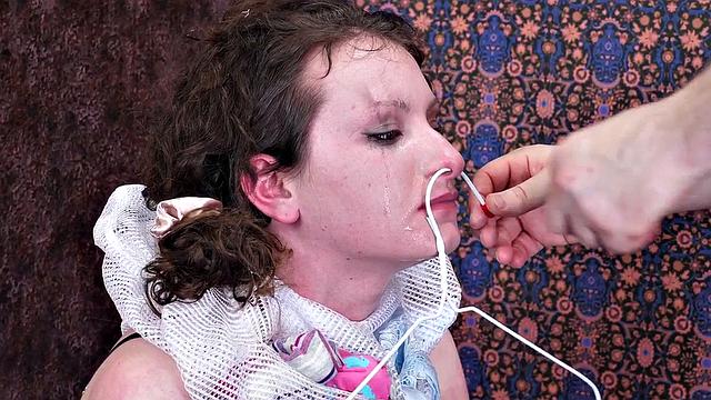 Deep throating BDSM sub spanked hard