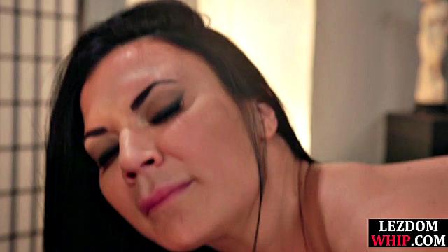 Big-titted sub babe hard strapon fucked