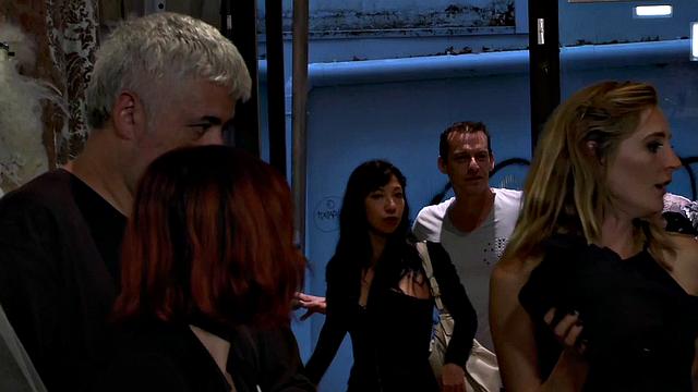 Kinky brunette submissive gets forced to rim female ass by dominant master in corset & glasses