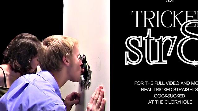 Baited guy enjoys gay gloryhole
