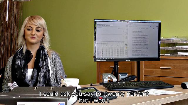 LOAN4K. Clerk lures gorgeous chick into sex session