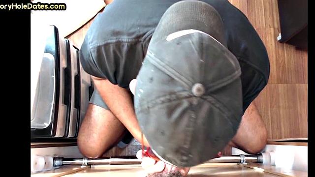 Gloryhole blowjob gaydaddy barebacked in jockstrap